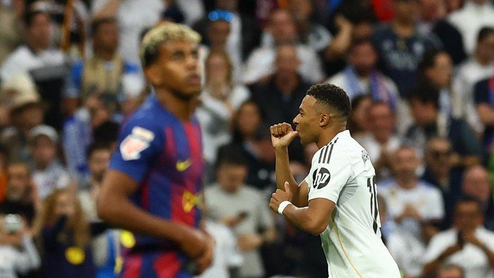 Real Madrid Vs Barcelona: Los Blancos Unggul 2-1 di Babak Pertama – Mbappe dan Bellingham Beraksi